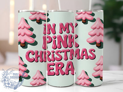 3D Pink Christmas Era Tumbler, 3D Inflated Wrap, Holiday Tree Cake Mug Design, Sublimation Wrap, Festive Drinkware, Cute Winter Gift, Sweet Christmas Cup Sublimation ToriDesigns 