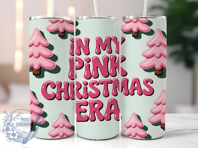 3D Pink Christmas Era Tumbler, 3D Inflated Wrap, Holiday Tree Cake Mug Design, Sublimation Wrap, Festive Drinkware, Cute Winter Gift, Sweet Christmas Cup Sublimation ToriDesigns 