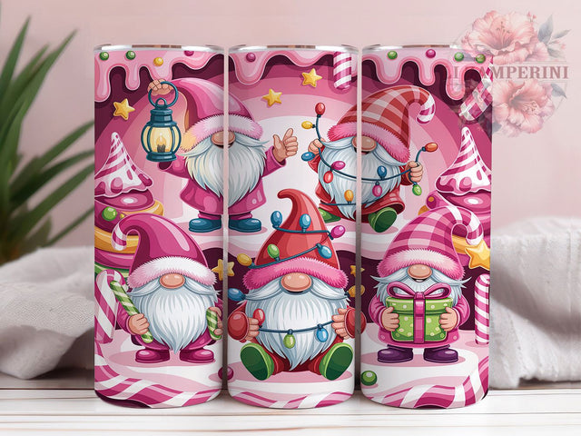 3D Pink Christmas Gnomes Tumbler, Pink Holiday Gnome Wrap, Festive Gnome Sublimation, 20oz Christmas Gnome Tumbler, Whimsical Pink Holiday Art, Seasonal Gnome Mug, Cute Christmas Cup Sublimation Li Zamperini 