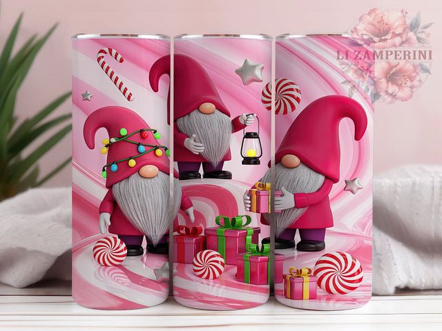 3D Pink Christmas Gnomes Tumbler, Pink Holiday Gnome Wrap, Festive Gnome Sublimation, 20oz Christmas Gnome Tumbler, Whimsical Pink Holiday Art, Seasonal Gnome Mug, Cute Christmas Cup Sublimation Li Zamperini 