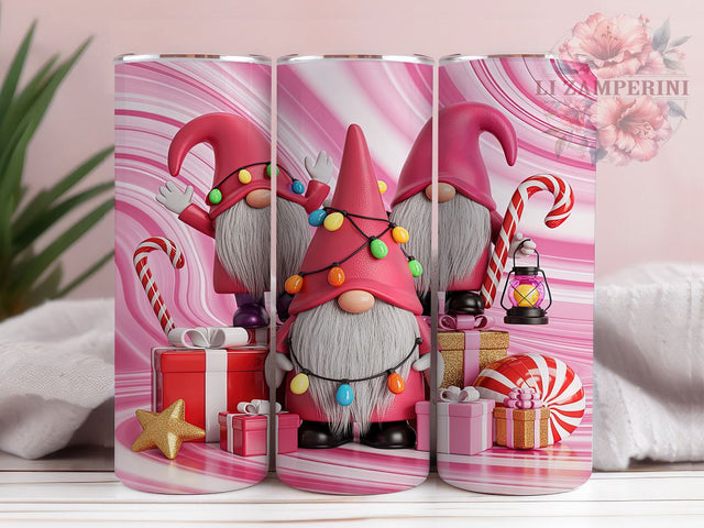 3D Pink Christmas Gnomes Tumbler, Pink Holiday Gnome Wrap, Festive Gnome Sublimation, 20oz Christmas Gnome Tumbler, Whimsical Pink Holiday Art, Seasonal Gnome Mug, Cute Christmas Cup Sublimation Li Zamperini 
