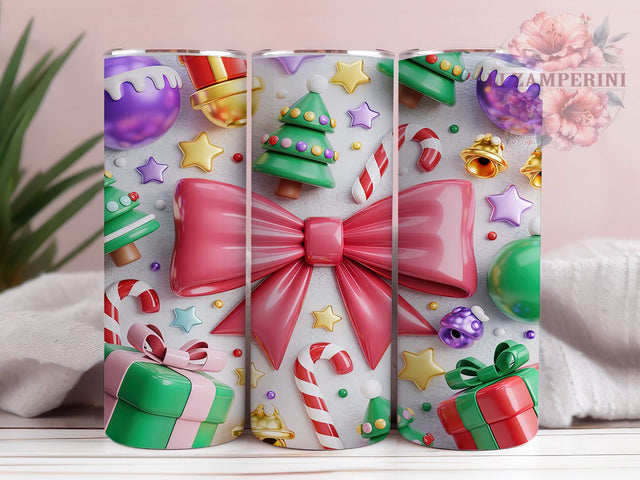 3D Pink Christmas Tree Tumbler, Pink Holiday Tree Wrap, Festive Pink Tree Sublimation, 20oz Christmas Tree Tumbler, Whimsical Pink Holiday Art, Seasonal Pink Tree Mug, Cute Christmas Cup Sublimation Li Zamperini 