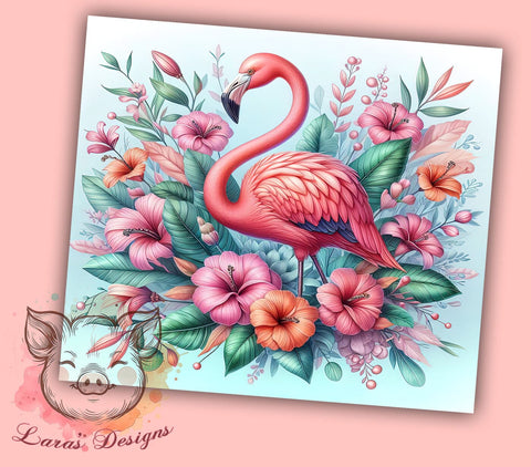 3D Pink Flamingo 20oz Tumbler Png, Straight & Tapered Tumbler Png, Flamingo Design Sublimation Tumbler Png, Digital Download PNG Sublimation Lara' s Designs 