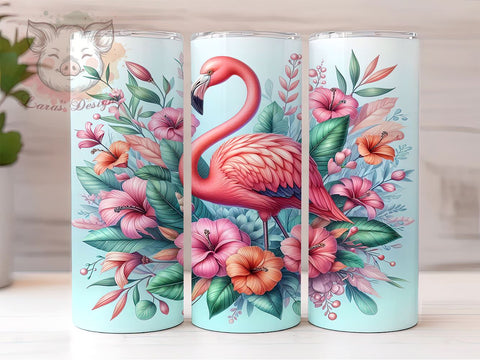 3D Pink Flamingo 20oz Tumbler Png, Straight & Tapered Tumbler Png, Flamingo Design Sublimation Tumbler Png, Digital Download PNG Sublimation Lara' s Designs 