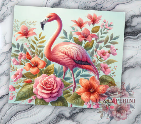 3D Pink Flamingo 20oz Tumbler Wrap PNG, Flamingo Tumbler PNG Sublimation, Straight & Tapered Tumbler Wrap, Instant Digital Download Sublimation Li Zamperini 