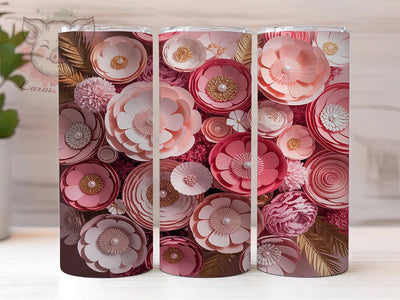 3D Pink Floral Garden Tumbler, Pink Flower Wrap, 20Oz Skinny Tumbler, Elegant Bloom Sublimation, Vibrant Garden Design, Nature-Inspired Tumbler, Soft Pastel Wrap Sublimation Lara' s Designs 