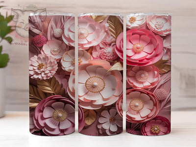 3D Pink Floral Garden Tumbler, Pink Flower Wrap, 20Oz Skinny Tumbler, Elegant Bloom Sublimation, Vibrant Garden Design, Nature-Inspired Tumbler, Soft Pastel Wrap Sublimation Lara' s Designs 