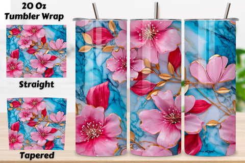 3D Pink Floral Tumbler Wrap | Seamless Tumbler Wrap Sublimation FloridPrintables 