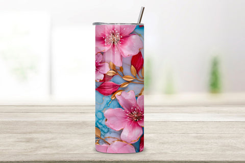 3D Pink Floral Tumbler Wrap | Seamless Tumbler Wrap Sublimation FloridPrintables 