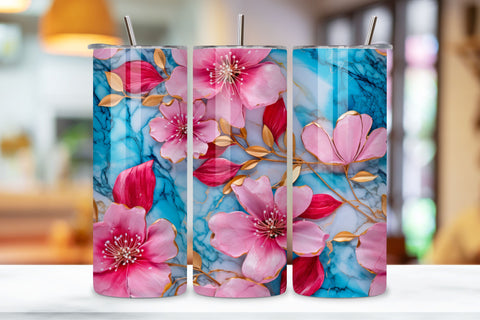 3D Pink Floral Tumbler Wrap | Seamless Tumbler Wrap Sublimation FloridPrintables 