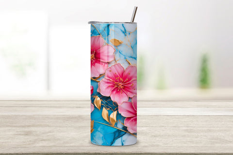 3D Pink Flower Tumbler Wrap | Seamless Tumbler Wrap Sublimation FloridPrintables 