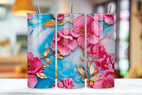 3D pink flowers tumbler wrap | 3D tumbler sublimation, 3D Pink Cute Floral Tumbler Wrap Bundle Flower 3D Tumbler Wrap, Tumbler Wrap Png Bundle, 20oz Tumbler Sublimation Sublimation FloridPrintables 