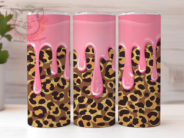 3D Pink Glitter Leopard Tumbler, Inflated Leopard, Puffy Animal Print, Glam Tumbler, Bold Pink Design, 20oz Tumbler, Sublimation Design Sublimation Lara' s Designs 