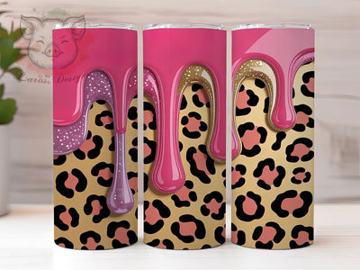 3D Pink Glitter Leopard Tumbler, Inflated Leopard, Puffy Animal Print, Glam Tumbler, Bold Pink Design, 20oz Tumbler, Sublimation Design Sublimation Lara' s Designs 