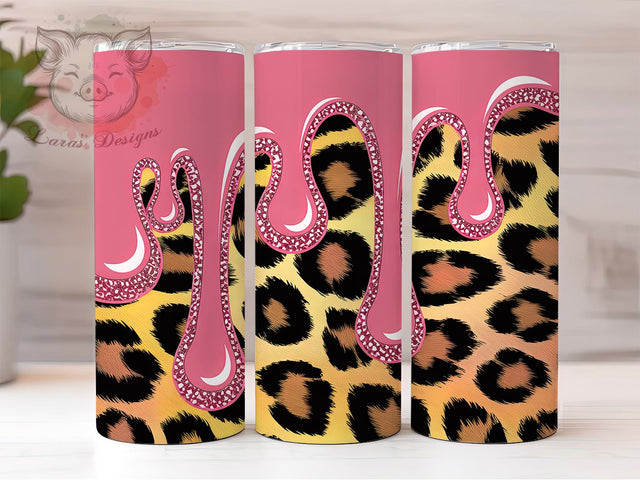 3D Pink Glitter Leopard Tumbler, Inflated Leopard, Puffy Animal Print, Glam Tumbler, Bold Pink Design, 20oz Tumbler, Sublimation Design Sublimation Lara' s Designs 