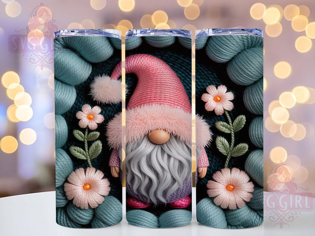 3D Pink Gnome Christmas Tumbler, Winter Embroidery Sublimation Design, Cute Gnome Christmas Wrap, 20oz Skinny Tumbler Wrap, Cozy Holiday Drinkware, Festive Pink Gnome Wrap, Textured Christmas Sublimation Sublimation SvggirlplusArt 