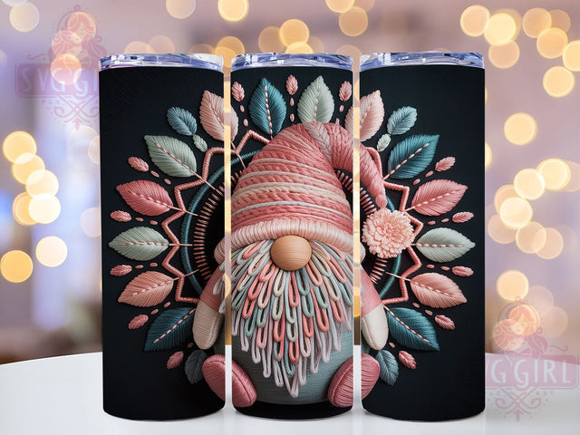 3D Pink Gnome Christmas Tumbler, Winter Embroidery Sublimation Design, Cute Gnome Christmas Wrap, 20oz Skinny Tumbler Wrap, Cozy Holiday Drinkware, Festive Pink Gnome Wrap, Textured Christmas Sublimation Sublimation SvggirlplusArt 