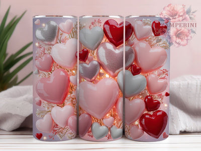 3D Pink Heart Tumbler, Valentine Heart Wrap, Romantic Pink Cup, 20oz Sublimation Wrap, Stylish Valentine Design Tumbler, Artistic 3D Heart Cup, Whimsical Love Theme Wrap Sublimation Li Zamperini 