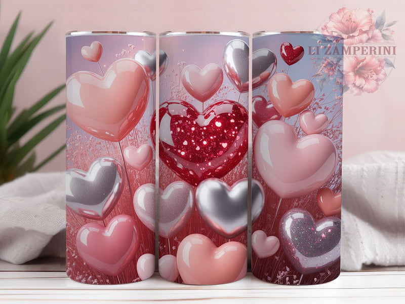 3D Pink Heart Tumbler, Valentine Heart Wrap, Romantic Pink Cup, 20oz Sublimation Wrap, Stylish Valentine Design Tumbler, Artistic 3D Heart Cup, Whimsical Love Theme Wrap Sublimation Li Zamperini 