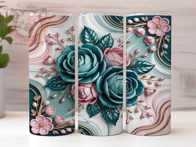 3D Pink Lavender Rose Tumbler, Floral Rose Tumbler, 20Oz Sublimation, Pink Lavender Flower Printable, 3D Floral Design, Elegant Rose Wrap, Pastel Rose Art Sublimation Lara' s Designs 