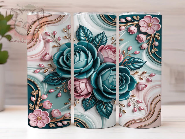 3D Pink Lavender Rose Tumbler, Floral Rose Tumbler, 20Oz Sublimation, Pink Lavender Flower Printable, 3D Floral Design, Elegant Rose Wrap, Pastel Rose Art Sublimation Lara' s Designs 