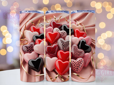 3D Pink Leopard Hearts Tumbler, 3D Seamless Wrap, Sparkly Leopard Cup, 20oz Sublimation Wrap, Stylish Leopard Heart Design Tumbler, Artistic Glitter Pink Cup, Glam Valentine Leopard Theme Wrap Sublimation SvggirlplusArt 