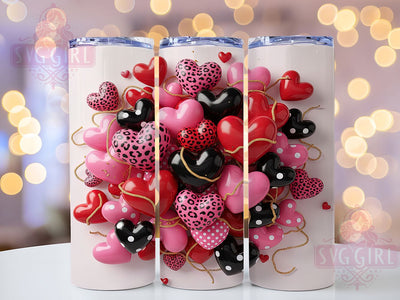 3D Pink Leopard Hearts Tumbler, 3D Seamless Wrap, Sparkly Leopard Cup, 20oz Sublimation Wrap, Stylish Leopard Heart Design Tumbler, Artistic Glitter Pink Cup, Glam Valentine Leopard Theme Wrap Sublimation SvggirlplusArt 