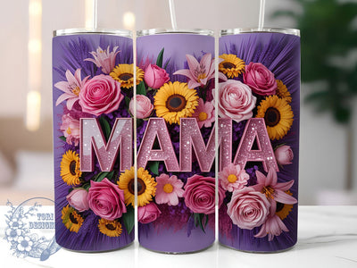 3D Pink Mama Floral 20oz Tumbler, Pink Floral, Mama Life, Elegant Print, 20oz Sublimation, PNG Design, Stylish Gift Sublimation ToriDesigns 