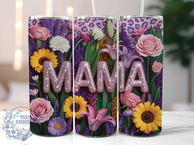 3D Pink Mama Floral 20oz Tumbler, Pink Floral, Mama Life, Elegant Print, 20oz Sublimation, PNG Design, Stylish Gift Sublimation ToriDesigns 