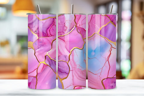 3D Pink Marble Tumbler Wrap | Seamless Tumbler Wrap Sublimation FloridPrintables 