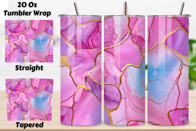 3D Pink Marble Tumbler Wrap | Seamless Tumbler Wrap Sublimation FloridPrintables 