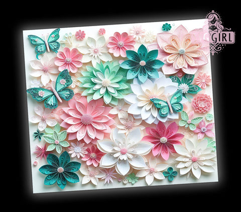 3D Pink Mint Flowers Elegant Tumbler Wrap, 3D Pink Mint Flowers, Tumbler Wrap, Sublimation Design, Floral Tumbler, Spring Drinkware, Gift for Her, Elegant Drinkware Sublimation SvggirlplusArt 