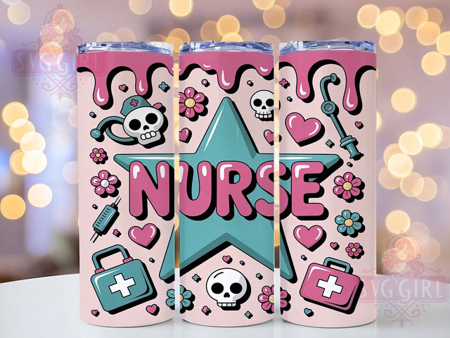 3D Pink Nurse Valentine Tumbler, Pink Drip Wrap, Cute Medical Mug Design, Sublimation Wrap, Love Gift Idea, Festive Drinkware, Adorable Valentine Cup Sublimation SvggirlplusArt 