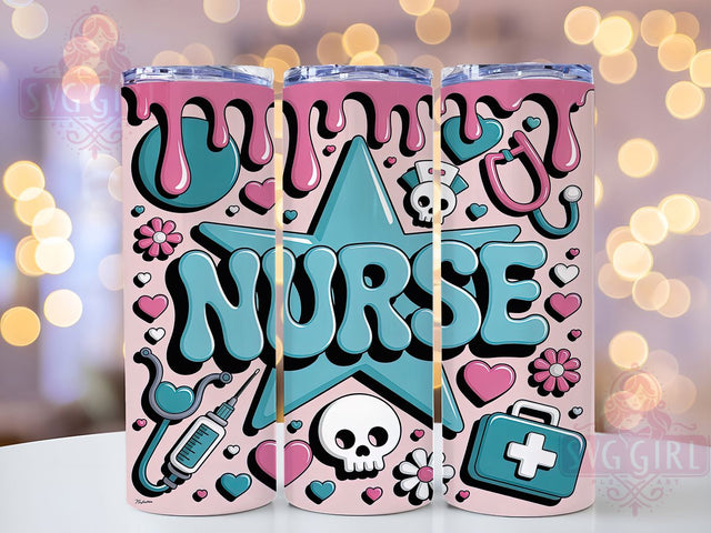 3D Pink Nurse Valentine Tumbler, Pink Drip Wrap, Cute Medical Mug Design, Sublimation Wrap, Love Gift Idea, Festive Drinkware, Adorable Valentine Cup Sublimation SvggirlplusArt 