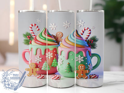 3D Pink Puff Christmas Tumbler, Inflated Puff Wrap, Holiday Cake Mug Design, Sublimation Wrap, Festive Drinkware, Cute Winter Gift, Sweet Christmas Cup Sublimation ToriDesigns 