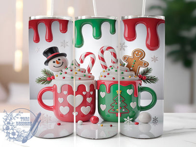 3D Pink Puff Christmas Tumbler, Inflated Puff Wrap, Holiday Cake Mug Design, Sublimation Wrap, Festive Drinkware, Cute Winter Gift, Sweet Christmas Cup Sublimation ToriDesigns 