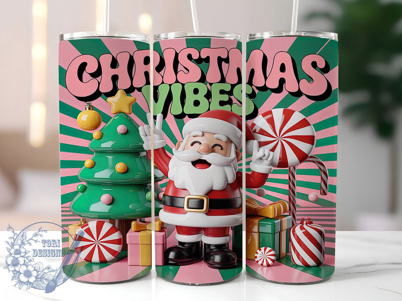 3D Pink Puffy Santa Christmas Tumbler, Puffy Santa Claus Wrap, Inflated Holiday Sublimation Design, Cute Pink Santa Cup, 20Oz Skinny Tumbler Wrap, Festive 3D Mug, Whimsical Christmas Vibes Design Sublimation ToriDesigns 