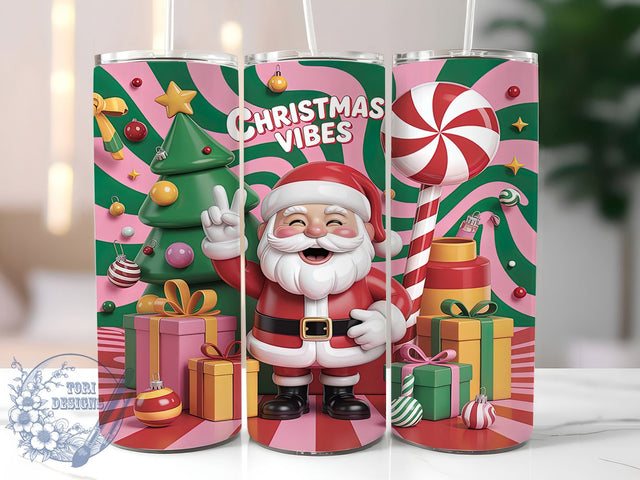 3D Pink Puffy Santa Christmas Tumbler, Puffy Santa Claus Wrap, Inflated Holiday Sublimation Design, Cute Pink Santa Cup, 20Oz Skinny Tumbler Wrap, Festive 3D Mug, Whimsical Christmas Vibes Design Sublimation ToriDesigns 