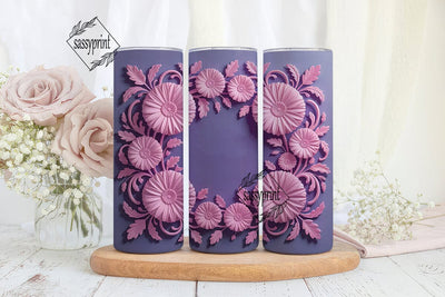 3D Pink & Purple Floral 20oz Tumbler Sublimation sassyprint 