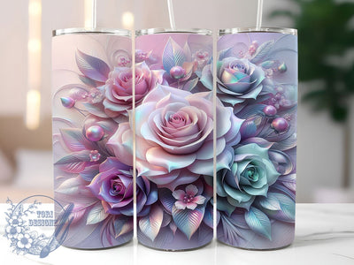 3D Pink Rose Floral 20oz Tumbler, Floral Cup Wrap, Elegant Rose Design, Sublimation Tumbler Wrap, 20Oz Tumbler Design, Romantic Flower Cup, Artistic Floral Wrap Sublimation ToriDesigns 