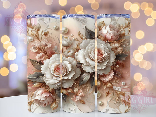 3D Pink Roses Tumbler Wrap, Pink Roses Tumbler, 3D Floral Design, Flower Tumbler Wrap, Sublimation Art, 20oz Drinkware, Floral Gift, Spring Decor Sublimation SvggirlplusArt 