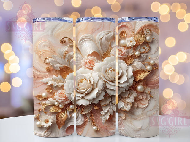 3D Pink Roses Tumbler Wrap, Pink Roses Tumbler, 3D Floral Design, Flower Tumbler Wrap, Sublimation Art, 20oz Drinkware, Floral Gift, Spring Decor Sublimation SvggirlplusArt 