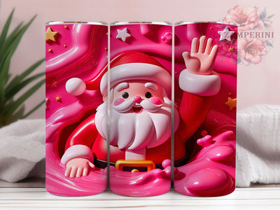 3D Pink Santa Christmas Tumbler, 3D Santa Claus Wrap, Christmas Santa Sublimation, Festive Holiday Cup, 20Oz Skinny Tumbler Wrap, Cute Pink Santa Mug, Whimsical Christmas Design Sublimation Li Zamperini 