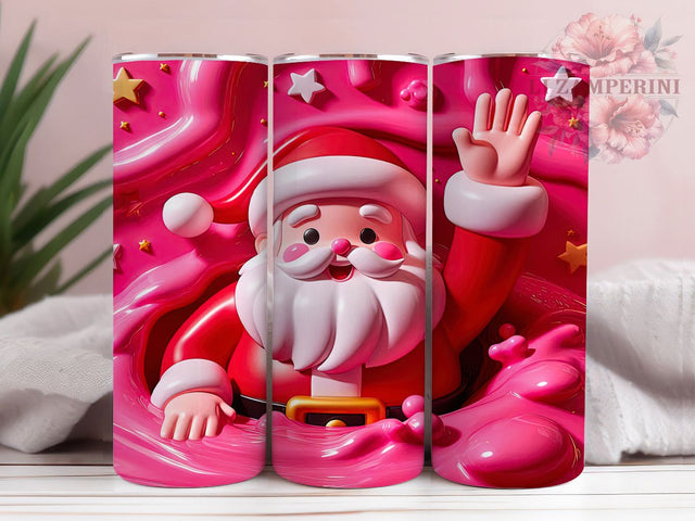 3D Pink Santa Christmas Tumbler, 3D Santa Claus Wrap, Christmas Santa Sublimation, Festive Holiday Cup, 20Oz Skinny Tumbler Wrap, Cute Pink Santa Mug, Whimsical Christmas Design Sublimation Li Zamperini 