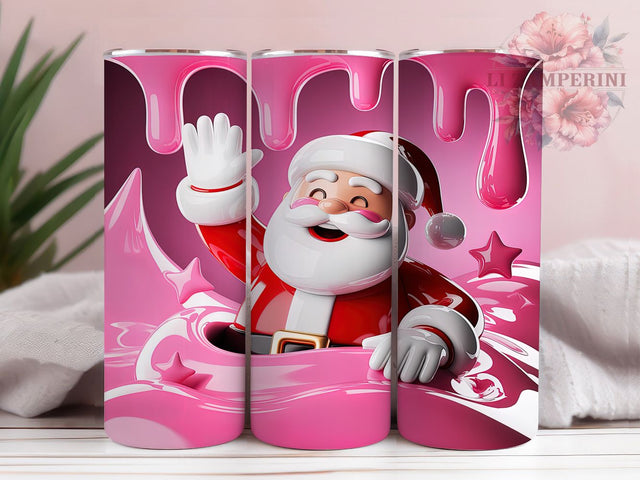 3D Pink Santa Christmas Tumbler, 3D Santa Claus Wrap, Christmas Santa Sublimation, Festive Holiday Cup, 20Oz Skinny Tumbler Wrap, Cute Pink Santa Mug, Whimsical Christmas Design Sublimation Li Zamperini 