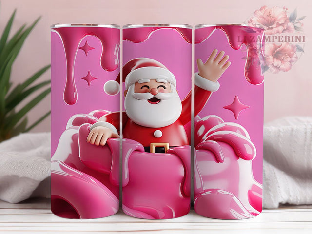 3D Pink Santa Christmas Tumbler, 3D Santa Claus Wrap, Christmas Santa Sublimation, Festive Holiday Cup, 20Oz Skinny Tumbler Wrap, Cute Pink Santa Mug, Whimsical Christmas Design Sublimation Li Zamperini 