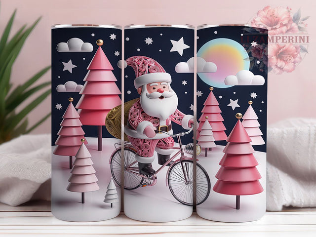 3D Pink Santa Quilling Tumbler, Paper Quilling Santa, Pink Christmas Design, Cute Santa Claus, Holiday Pink Aesthetic, 20oz Tumbler, Sublimation Design Sublimation Li Zamperini 