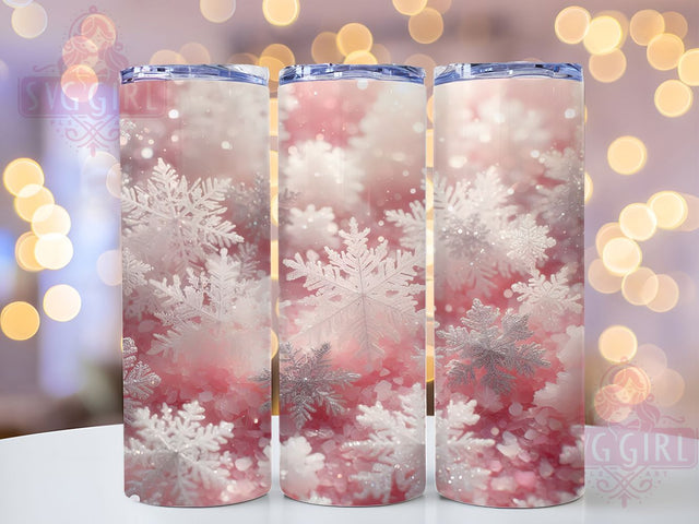3D Pink Snowflake Christmas Tumbler, Festive Holiday Sublimation Design, Pink Snowflake Christmas Art, 20oz Winter Tumbler, Whimsical Holiday Mug, Elegant Pink Cup, Sparkly Snowflake Wrap Sublimation SvggirlplusArt 