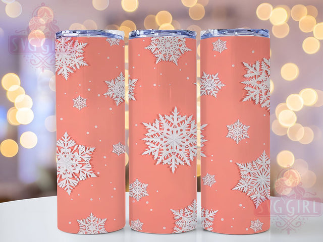 3D Pink Snowflake Christmas Tumbler, Festive Holiday Sublimation Design, Pink Snowflake Christmas Art, 20oz Winter Tumbler, Whimsical Holiday Mug, Elegant Pink Cup, Sparkly Snowflake Wrap Sublimation SvggirlplusArt 