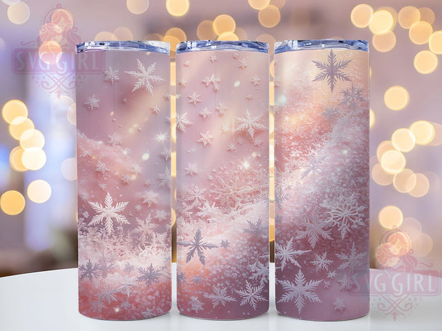 3D Pink Snowflake Christmas Tumbler, Festive Holiday Sublimation Design, Pink Snowflake Christmas Art, 20oz Winter Tumbler, Whimsical Holiday Mug, Elegant Pink Cup, Sparkly Snowflake Wrap Sublimation SvggirlplusArt 